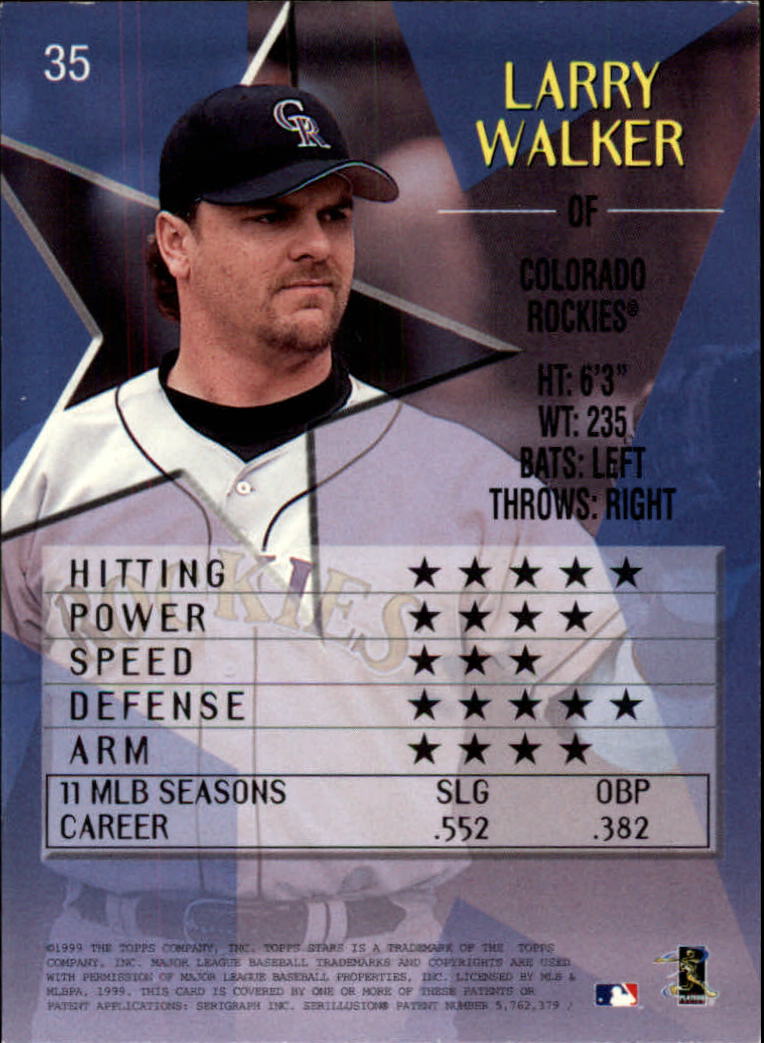 1999 Topps Stars #35 Larry Walker back image