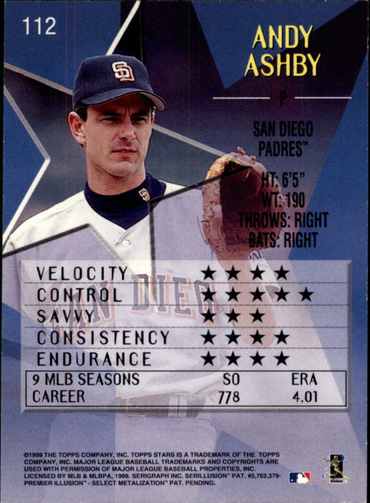 1999 Topps Stars #112 Andy Ashby back image
