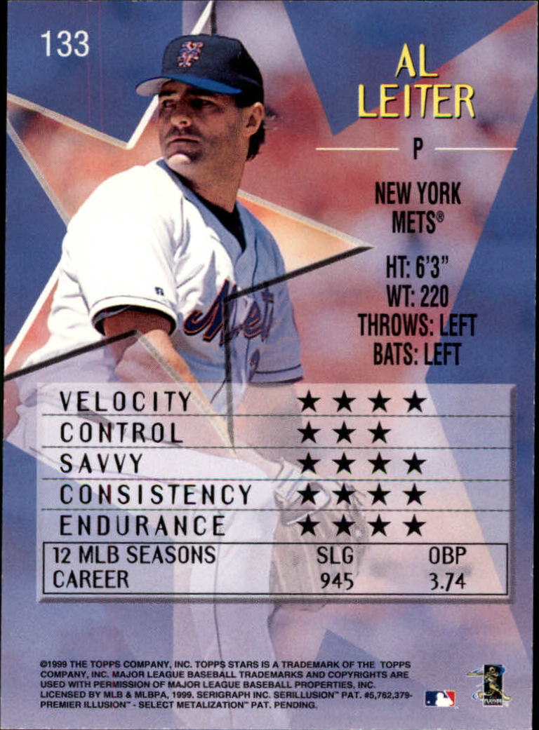 1999 Topps Stars #133 Al Leiter back image