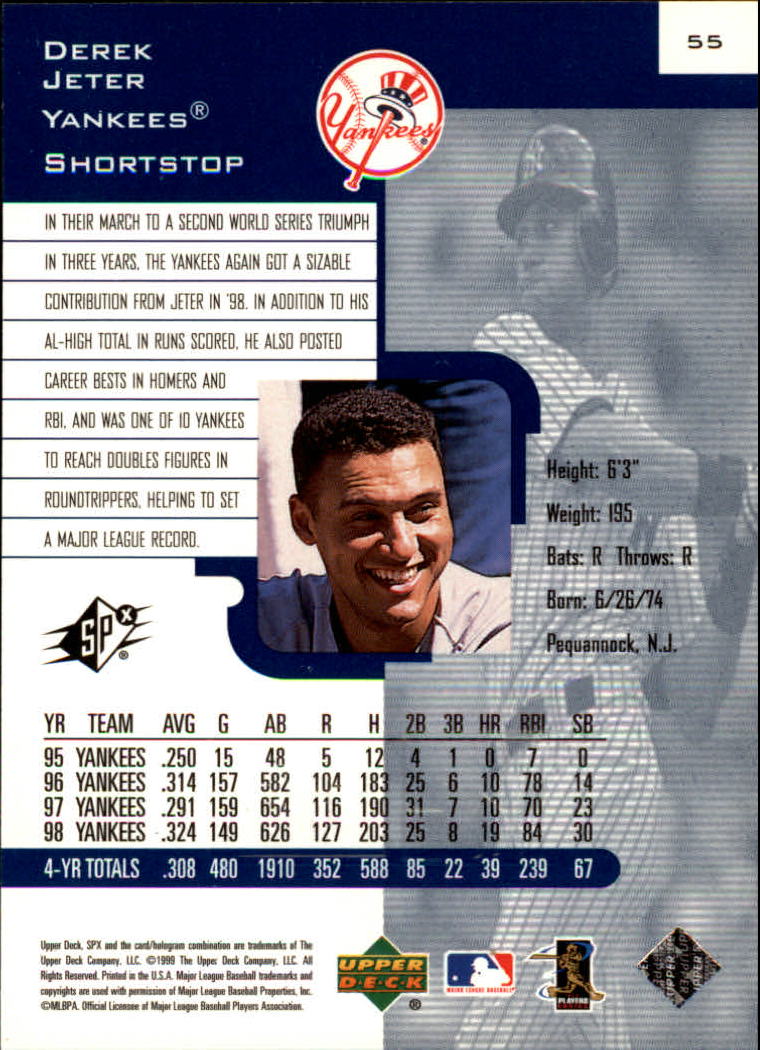 1999 SPx #55 Derek Jeter back image