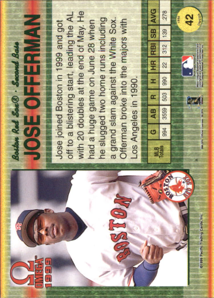 1999 Pacific Omega #42 Jose Offerman back image