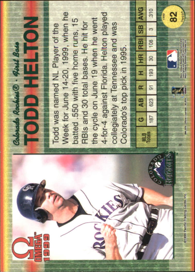 1999 Pacific Omega #82 Todd Helton back image