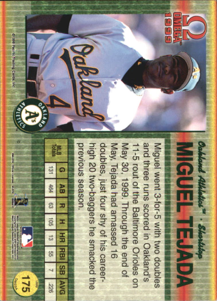 1999 Pacific Omega Gold #175 Miguel Tejada back image