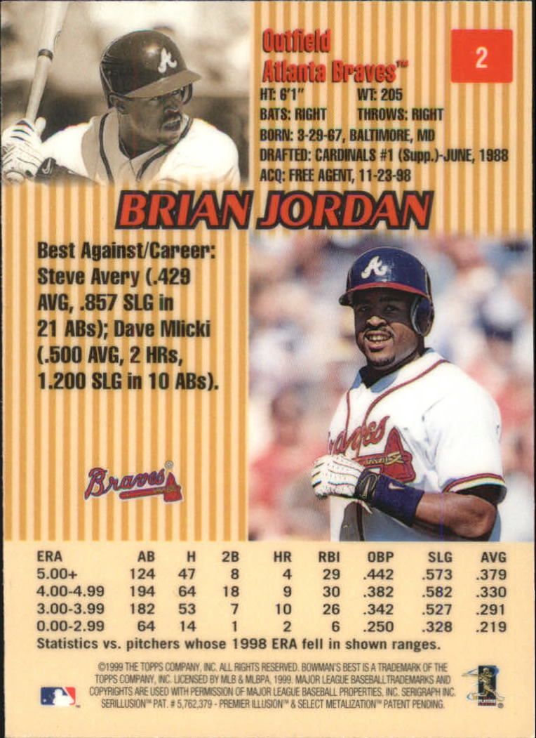 1999 Bowman's Best #2 Brian Jordan back image
