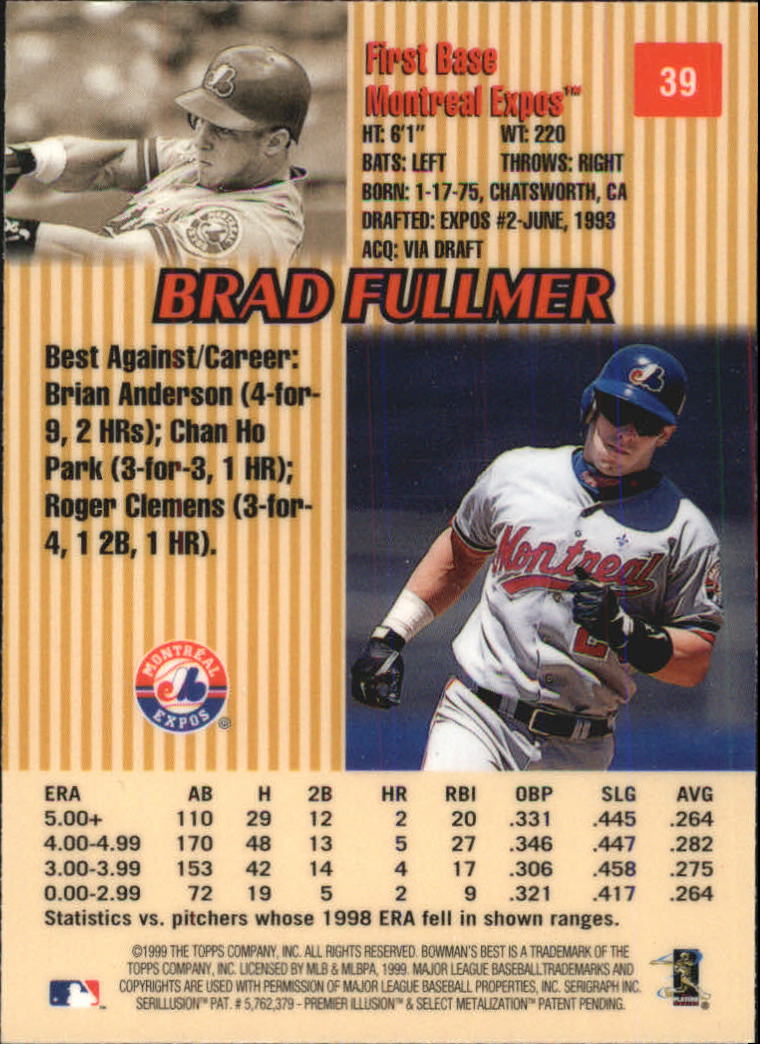 1999 Bowman's Best #39 Brad Fullmer back image