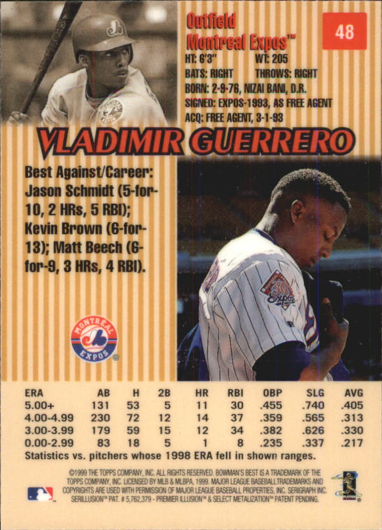 1999 Bowman's Best #48 Vladimir Guerrero back image