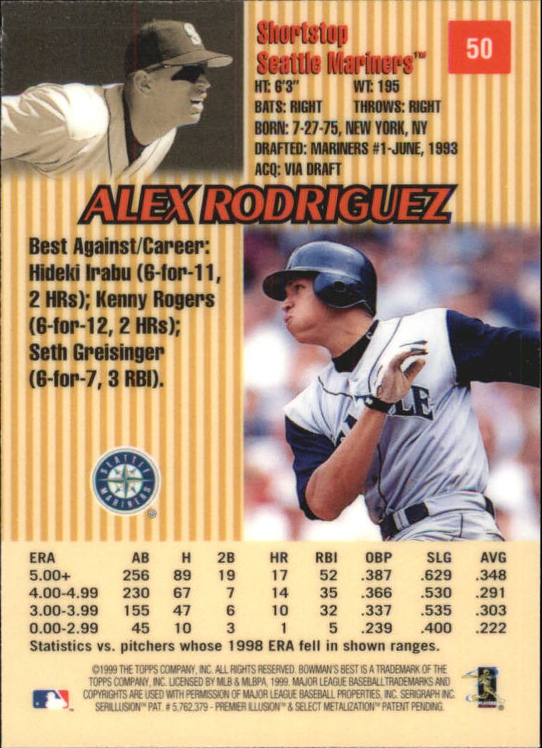 1999 Bowman's Best #50 Alex Rodriguez back image