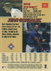 1999 Bowman's Best #71 Juan Gonzalez back image