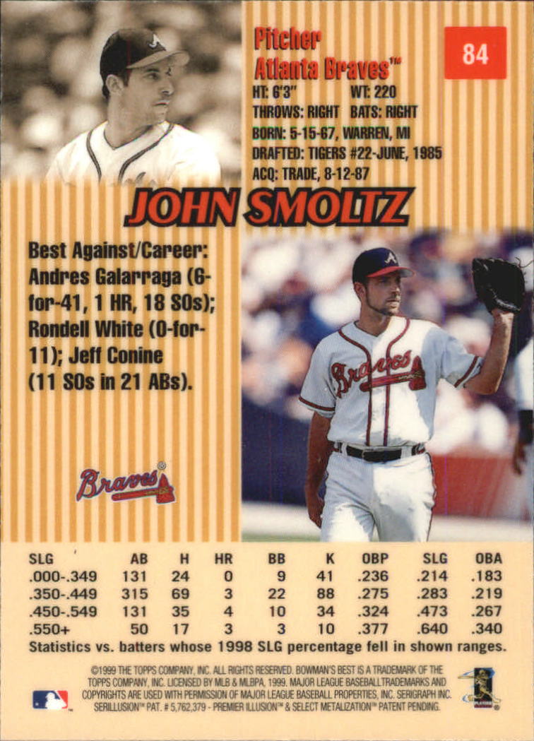 1999 Bowman's Best #84 John Smoltz back image