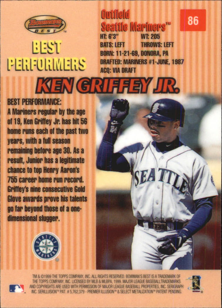 1999 Bowman's Best #86 Ken Griffey Jr. BP back image