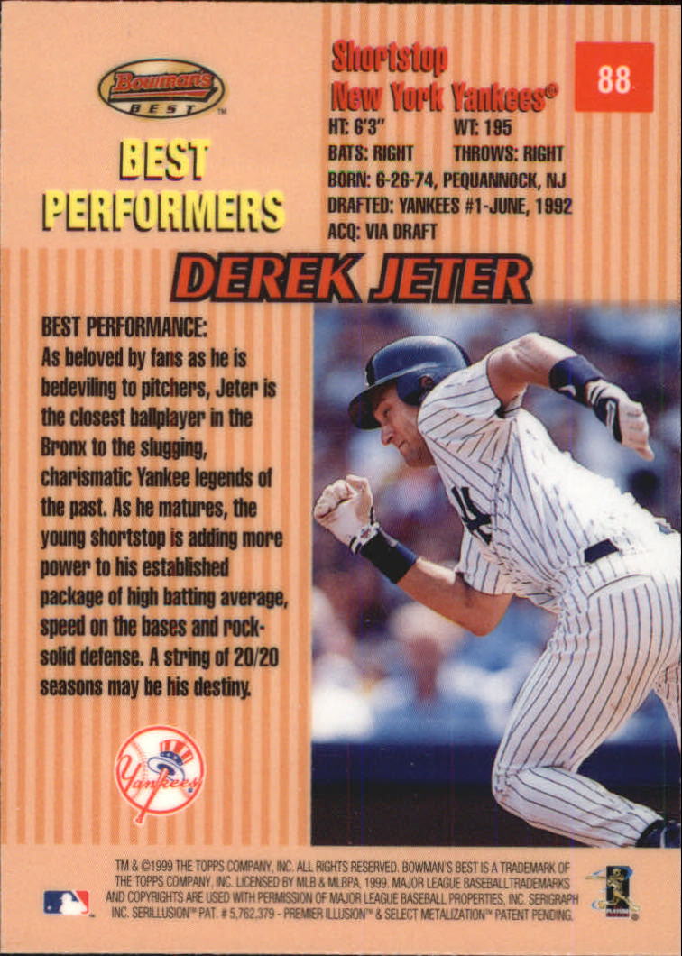 1999 Bowman's Best #88 Derek Jeter BP back image