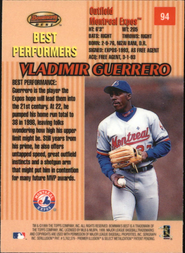 1999 Bowman's Best #94 Vladimir Guerrero BP back image