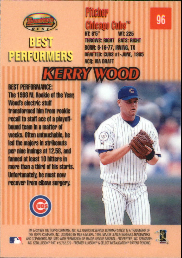 1999 Bowman's Best #96 Kerry Wood BP back image