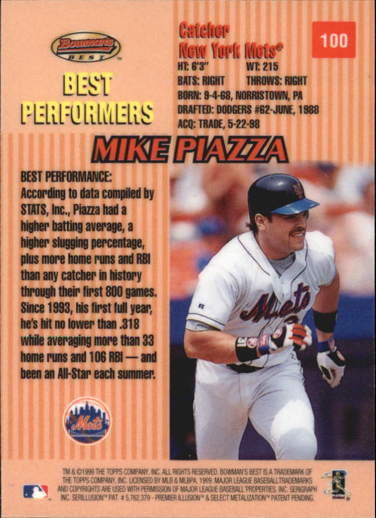 1999 Bowman's Best #100 Mike Piazza BP back image