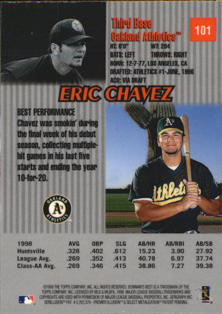 1999 Bowman's Best #101 Eric Chavez back image