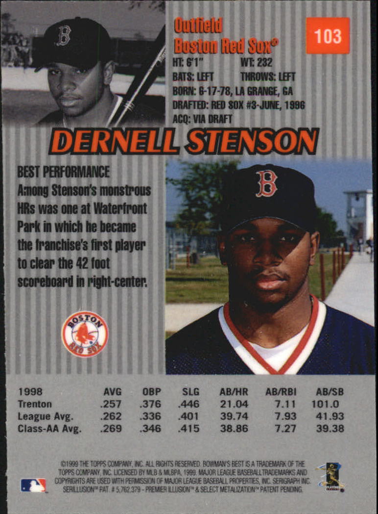 1999 Bowman's Best #103 Dernell Stenson back image