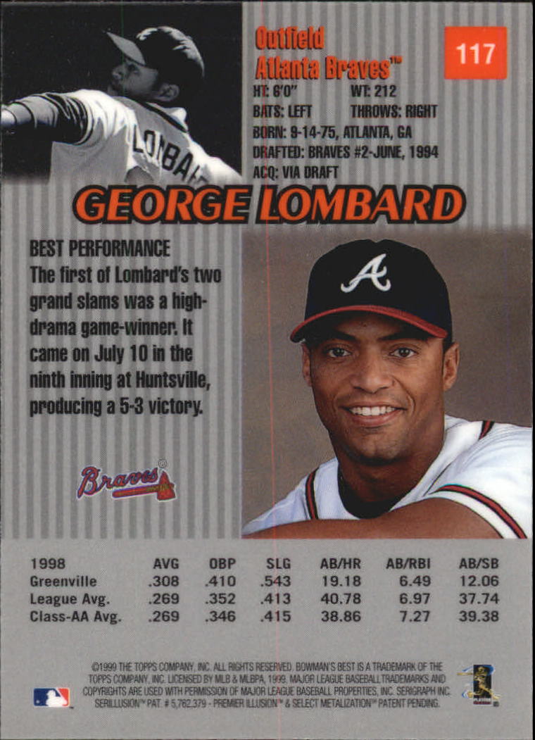 1999 Bowman's Best #117 George Lombard back image