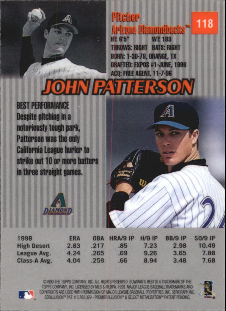 1999 Bowman's Best #118 John Patterson back image