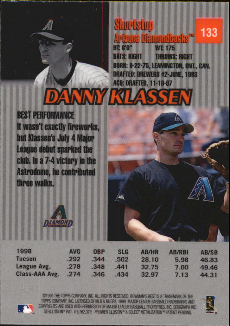 1999 Bowman's Best #133 Danny Klassen back image