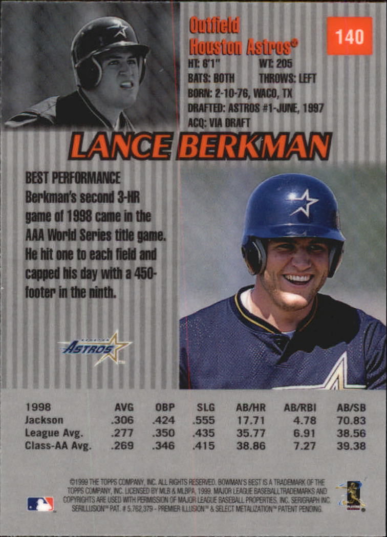 1999 Bowman's Best #140 Lance Berkman back image