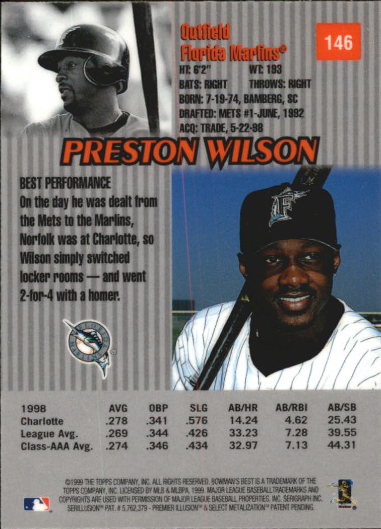 1999 Bowman's Best #146 Preston Wilson back image