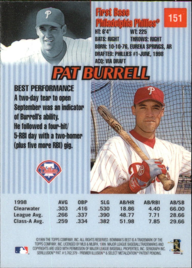 1999 Bowman's Best #151 Pat Burrell RC back image