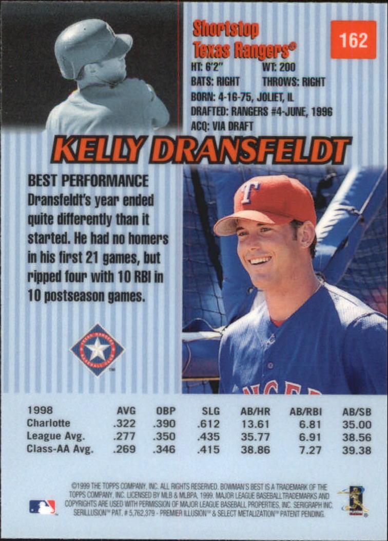 1999 Bowman's Best #162 Kelly Dransfeldt RC back image
