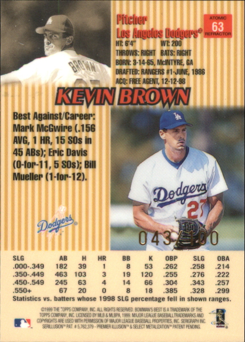 1999 Bowman's Best Atomic Refractors #63 Kevin Brown back image