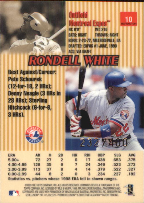 1999 Bowman's Best Refractors #10 Rondell White back image