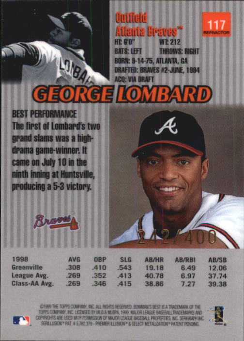 1999 Bowman's Best Refractors #117 George Lombard back image