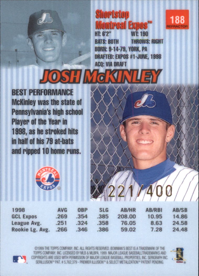 1999 Bowman's Best Refractors #188 Josh McKinley back image