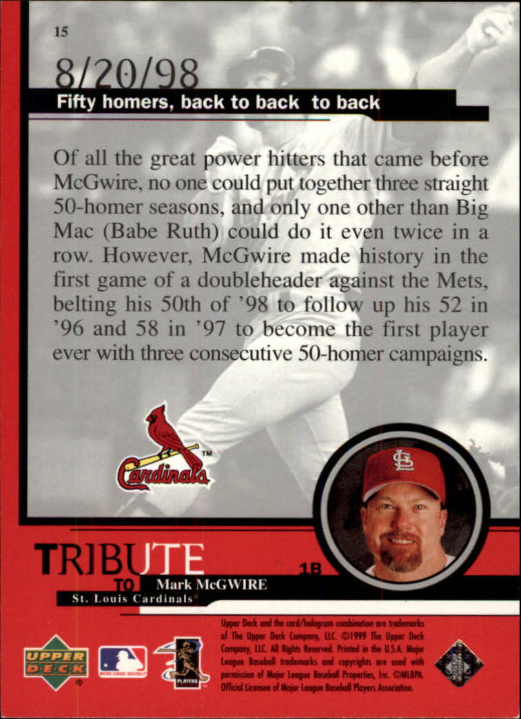 B7103- 1999 Upper Deck Mark Mcgwire Hommage #S 1-30 -du Pick- 15 + Free US - Bild 7 von 13