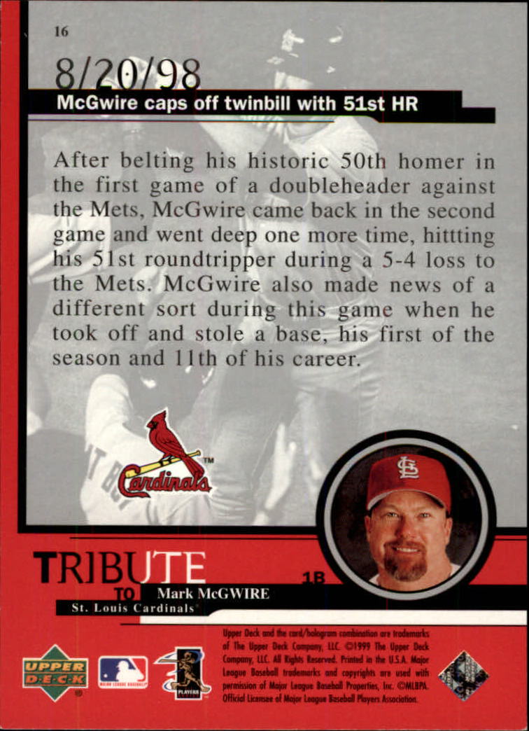 B7103- 1999 Upper Deck Mark Mcgwire Hommage #S 1-30 -du Pick- 15 + Free US - Bild 9 von 13