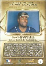 1999 Aurora Kings of the Major Leagues #8 Tony Gwynn back image