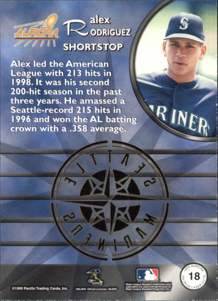 1999 Aurora On Deck Laser-Cuts #18 Alex Rodriguez back image