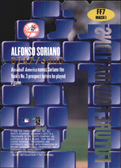 1999 Bowman's Best Future Foundations Mach I #FF7 Alfonso Soriano back image