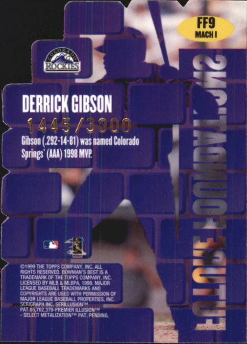 1999 Bowman's Best Future Foundations Mach I #FF9 Derrick Gibson back image