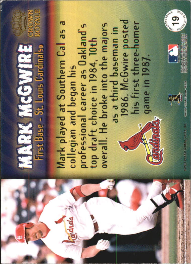 1999 Crown Royale Pillars of the Game #19 Mark McGwire back image