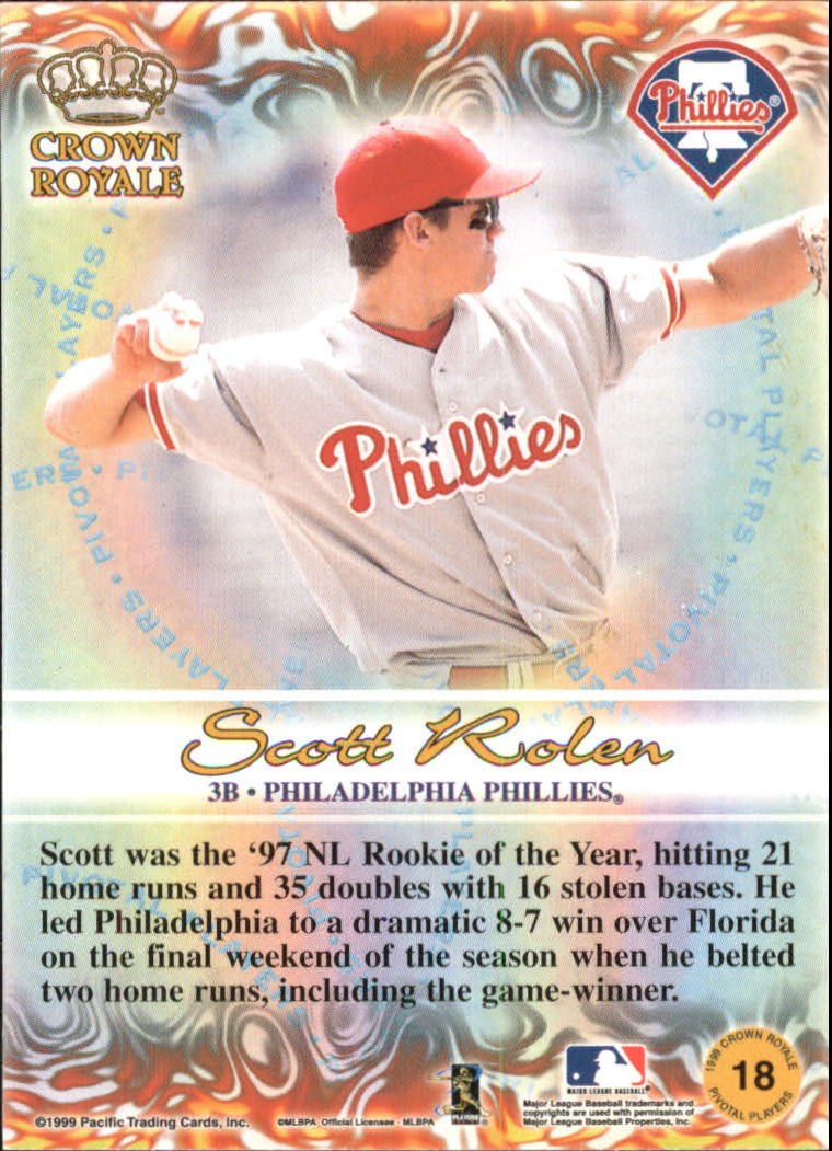 1999 Crown Royale Pivotal Players #18 Scott Rolen back image