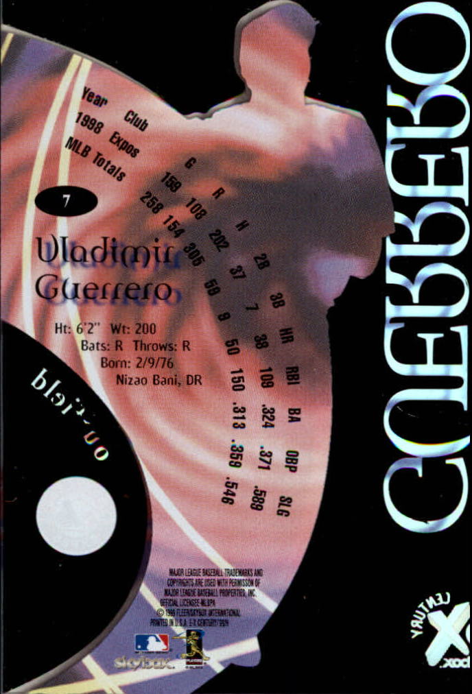 1999 E-X Century #7 Vladimir Guerrero back image