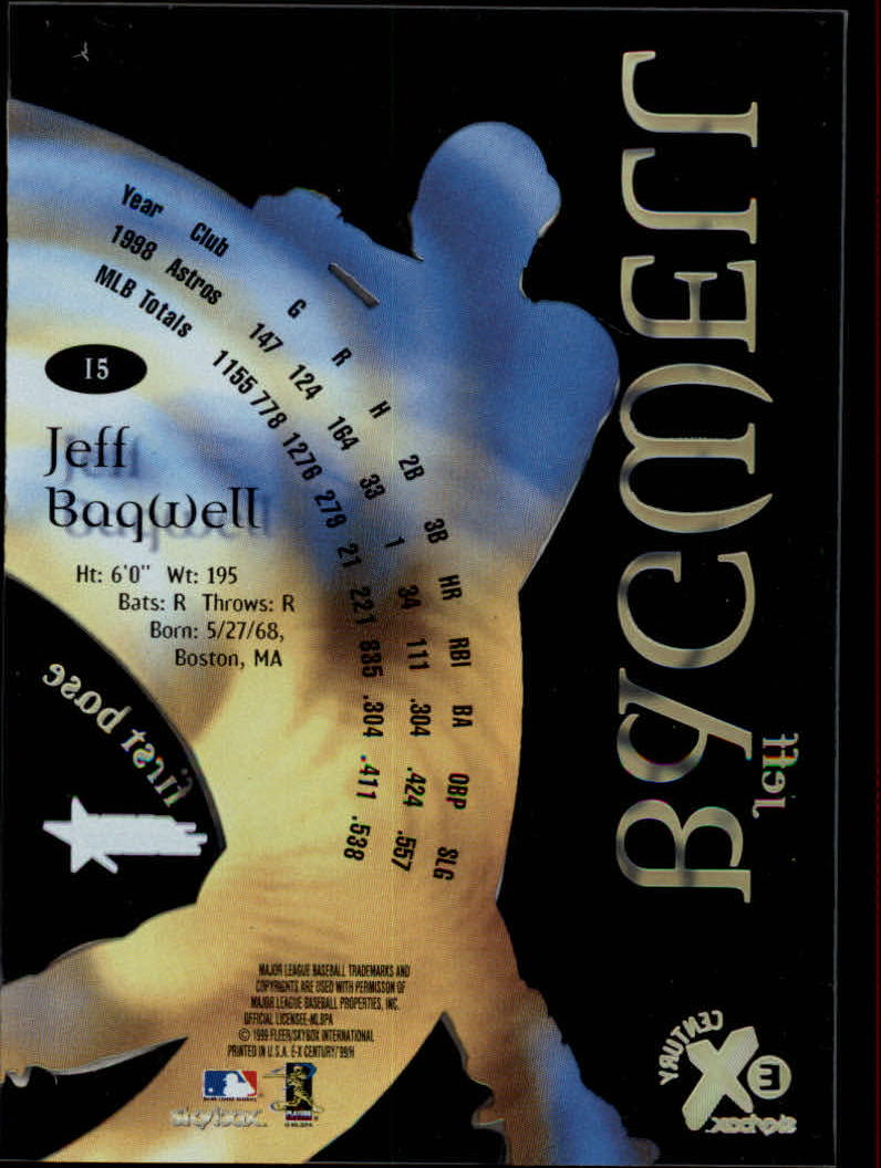 1999 E-X Century #15 Jeff Bagwell back image