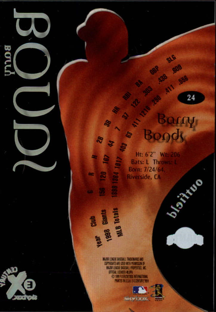 1999 E-X Century #24 Barry Bonds back image