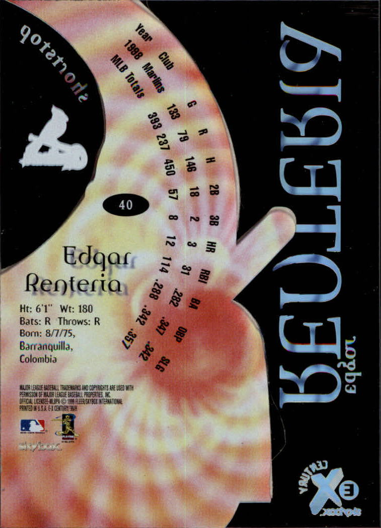 1999 E-X Century #40 Edgar Renteria back image