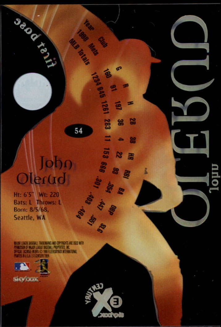1999 E-X Century #54 John Olerud back image