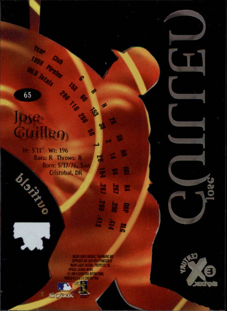 1999 E-X Century #65 Jose Guillen back image
