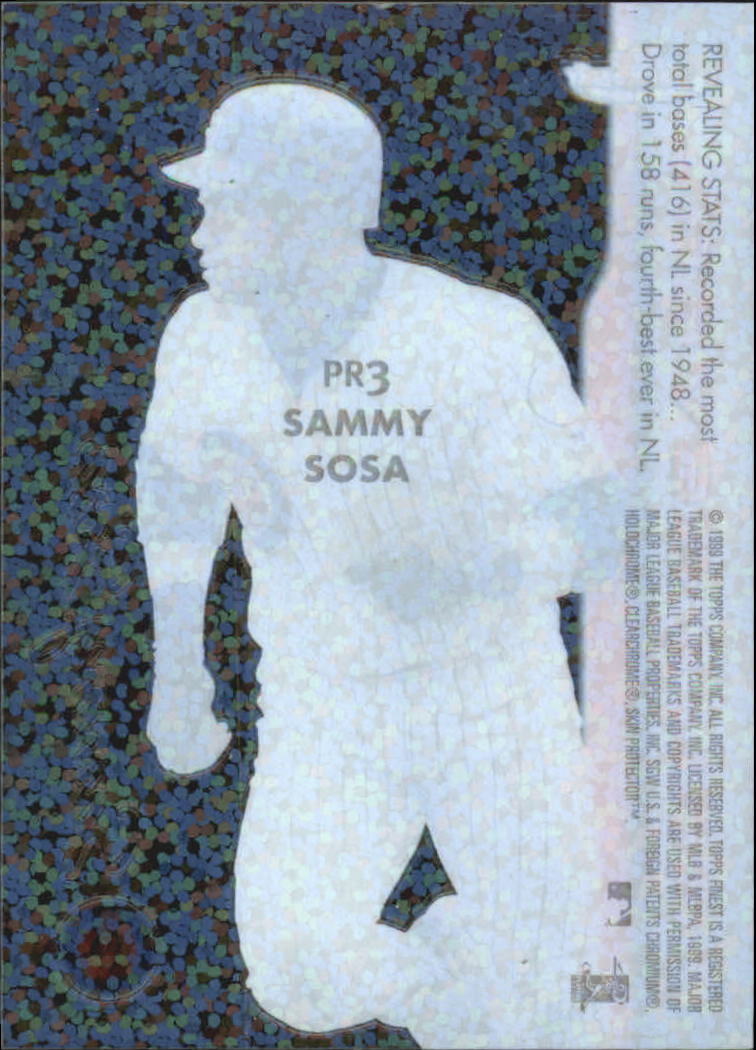 1999 Finest Peel and Reveal Sparkle #3 Sammy Sosa back image