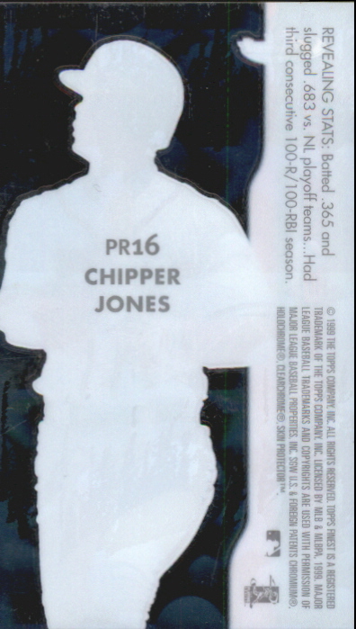 1999 Finest Peel and Reveal Stadium Stars #16 Chipper Jones back image