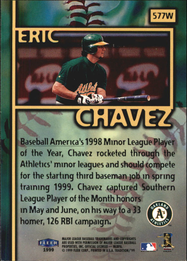 1999 Fleer Tradition Warning Track #577 Eric Chavez FF back image