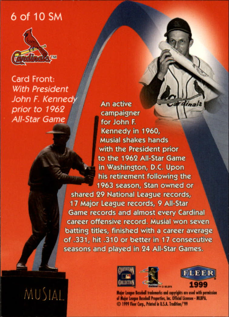 1999 Fleer Tradition Stan Musial Monumental Moments #6 Stan Musial/John. F. Kennedy/Success Stories back image