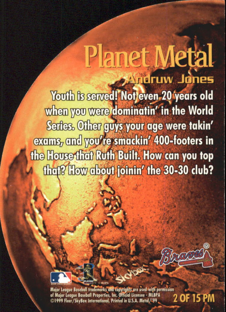 1999 Metal Universe Planet Metal #2 Andruw Jones back image